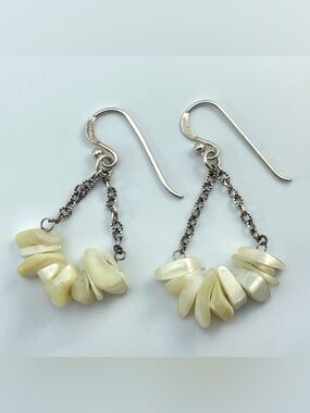Elegant Barse 925 Sterling Silver Mother of Pearl Dangle Earrings